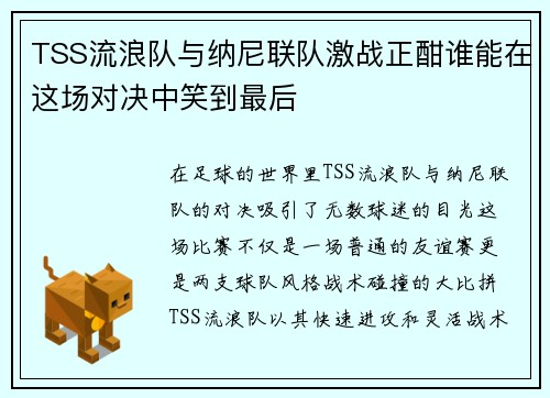 TSS流浪队与纳尼联队激战正酣谁能在这场对决中笑到最后